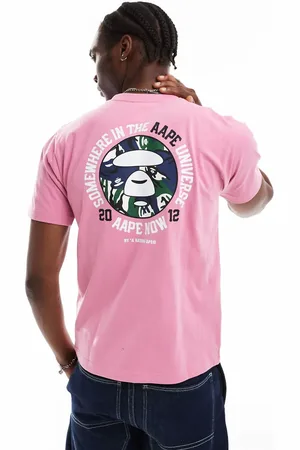 A Bathing Ape Camiseta con logo y estampado de camuflaje en la espalda de -Gris