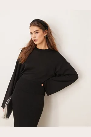 Gina Tricot Jersey beis oscuro con mangas anchas de punto fino metalizado de (parte de un conjunto)