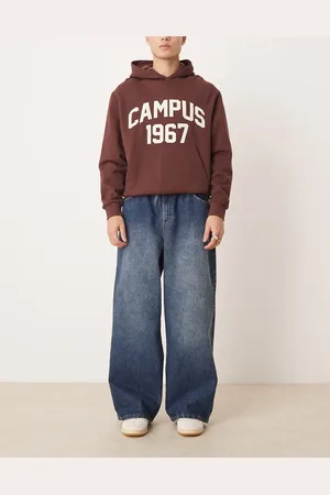 ASOS Vaqueros azules muy holgados con lavado medio y lazada en la cinturilla de