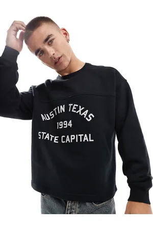 Cotton On Sudadera de corte cuadrado con cuello redondo y estampado gráfico "Texas" de Cotton On-Negro