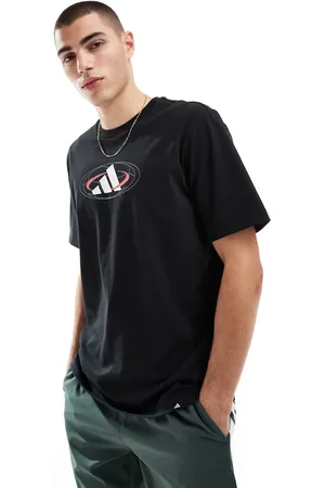 adidas Camiseta negra con estampado gráfico de 3 rayas de adidas Sportswear