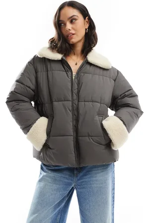 ASOS Chaqueta acolchada con puños y solapas de borreguito de