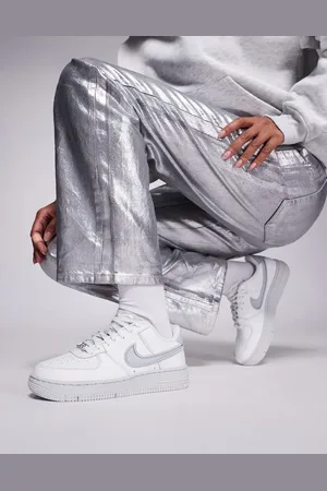 Nike Zapatillas de deporte blancas y plateadas Air Force 1 Dance de