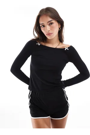 Cotton On Top de pijama con cuello barco y lazos Sleep Recovery de Cotton On