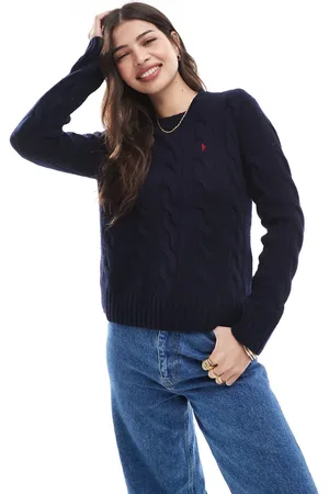 Ralph Lauren Jersey azul marino de punto de ochos de lana de -Gris