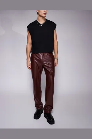 ASOS Pantalones de vestir de pernera recta de cuero sintético de -Rojo