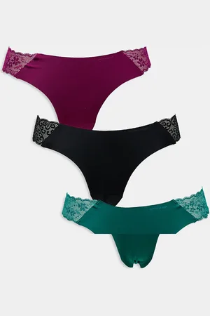 Cotton On Pack de 3 braguitas brasileñas de color verde, baya y negro sin costuras Party Pants de Cotton On