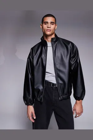 ASOS Chaqueta estilo camionero negra de cuero sintético de