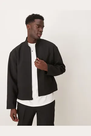 ASOS Chaqueta bomber de vestir negra de canalé de (parte de un conjunto)