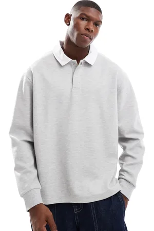 ASOS Polo gris claro extragrande de estilo rugby de
