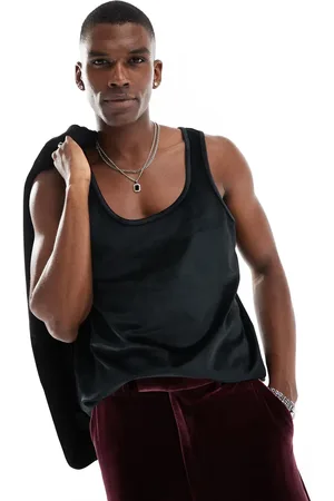 ASOS Camiseta negra de tirantes de velour de