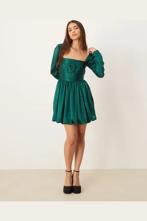 Abercrombie & Fitch Vestido verde oscuro de manga larga Emerson de