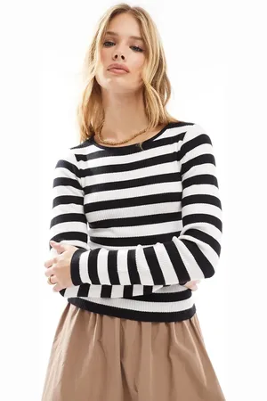 Threadbare Jersey a rayas blancas y negras entallado de
