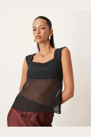 Abercrombie & Fitch Top lencero de tirantes de tejido transparente de
