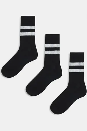 ASOS Pack de 3 pares de calcetines negros con rayas gris jaspeado de