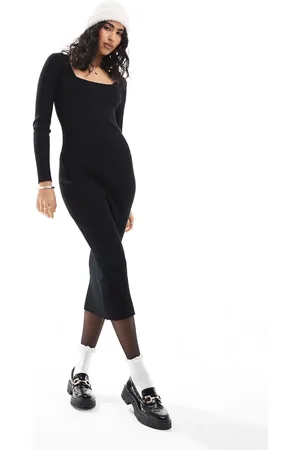 Pimkie Vestido semilargo con escote cuadrado de canalé de