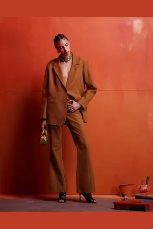 ASOS Pantalones de sastre color óxido de corte acampanado de antelina de -Marrón
