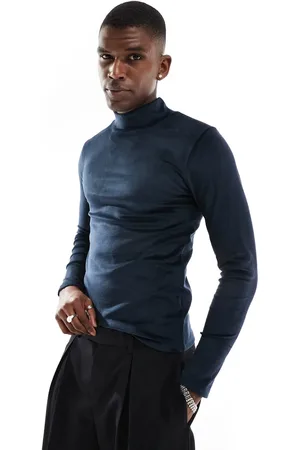 ASOS Camiseta ajustada de manga larga con cuello alto de velour de