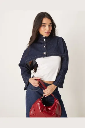 ASOS Chaqueta vaquera corta añil con cuello alzado de