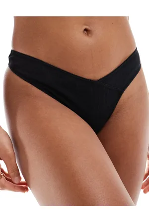 Cotton On Tanga negro de punto pointelle de algodón de Cotton On