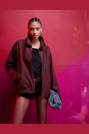 ASOS Chaqueta bomber de tejido efecto cuero de -Rojo