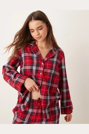 Gina Tricot Camisa de pijama roja a cuadros de franela Mix & Match de -Rojo