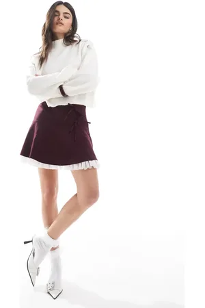Miss Selfridge Minifalda con vuelo y lazos de -Rojo