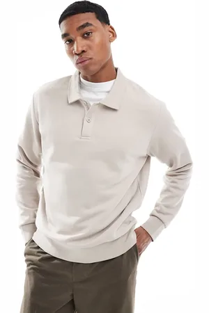 JACK & JONES Sudadera beis con cuello tipo polo de -Neutro