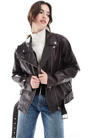 Cotton On Chaqueta biker rojo desgastado de cuero sintético Roman de Cotton On