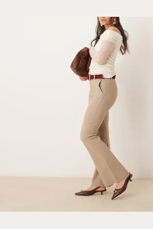 Gina Tricot Pantalones marrón topo de corte bootcut de -Neutro