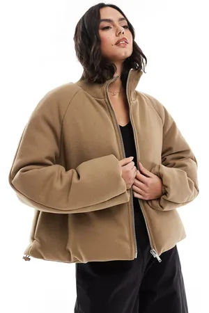 ASOS Chaqueta acolchada beis de corte depurado con solapas de punto de -Negro