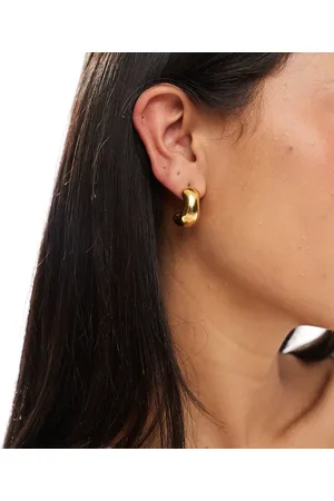 Accessorize Pendientes de aro dorados con diseño semicircular y efecto fundido de acero inoxidable chapado en oro de la colección Z de