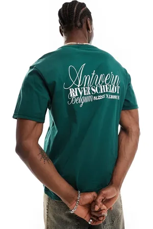 Another Influence Camiseta de corte cuadrado extragrande con texto "Antwerp" de