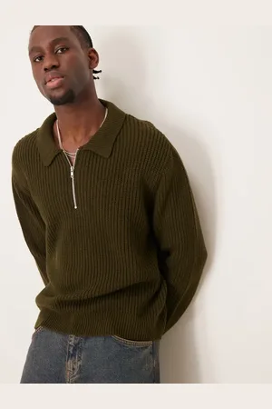 ASOS Polo de corte cuadrado extragrande con cremallera corta de punto inglés de