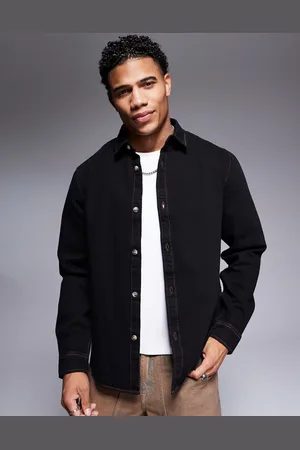 ASOS Sobrecamisa vaquera negro lavado de
