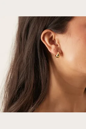 Accessorize Pendientes de aro pequeños dorados gruesos chapados en oro de la colección Z de