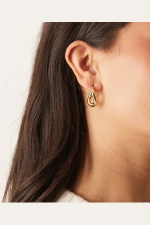 Accessorize Pendientes de aro dorados gruesos efecto fundido chapados en oro de la colección Z de