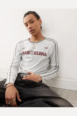 COLLUSION Camiseta de manga larga y estilo fútbol con diseño encogido de