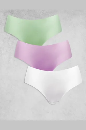 ASOS Pack de 3 braguitas hipster de color blanco, lila y verde pistacho con diseño efecto invisible de -Multicolor