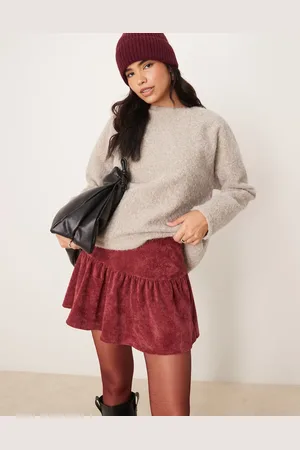 ASOS Minifalda con vuelo de pana de -Rojo