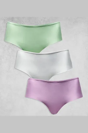 ASOS Pack de 3 braguitas hipster de color blanco, lila y verde pistacho con diseño efecto invisible de ASOS DESIGN Curve-Multicolor