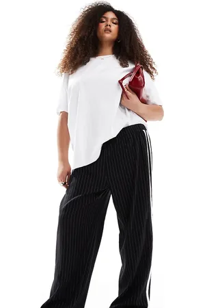 4th & Reckless Pantalones negros de pernera ancha con detalle a rayas laterales y raya diplomática exclusivos de -Multicolor