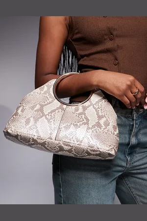 River Island Bolso clutch con estampado de serpiente y asa tipo anilla de -Neutro