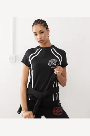 COLLUSION Camiseta negra con diseño encogido y ribetes de estilo deportivo de (parte de un conjunto)