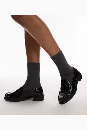 Topshop Mocasines negros con detalle fruncido Carter de