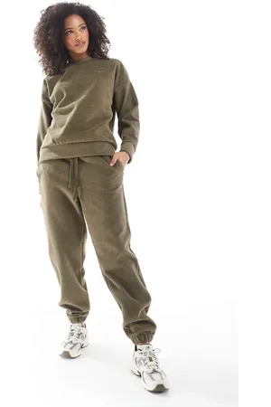 Miss Selfridge Joggers caquis extragrandes con forro de felpa de -Verde