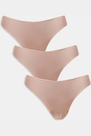 ASOS Pack de 3 tangas color de tejido efecto invisible y encaje de -Rosa