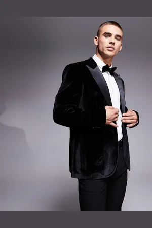 ASOS Americana de esmoquin negra de corte slim de terciopelo de