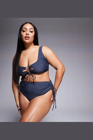 ASOS Braguitas de bikini de talle alto con lazadas Sierra de ASOS DESIGN Curve