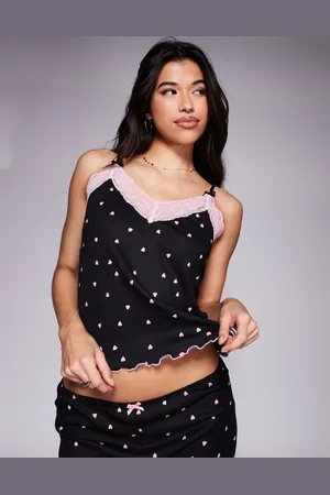 River Island Pijama de pantalones y top de tirantes con estampado de corazones de
